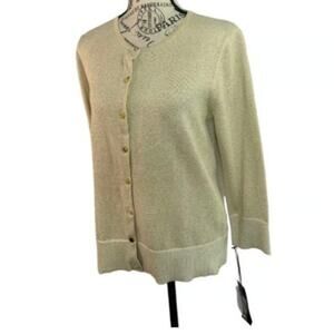 Nue Options Women's Medium Sweater Button Down Gold Sequins Long Sleeve NEW